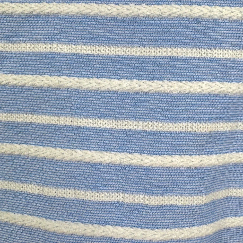 Croft & Barrow Women's XL Blue Striped Embroidered 3/4 Slv‎ Button Cuff Knit Top - Picture 3 of 12